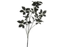 Kunsttak rose leaf spray oslo black w/gliter 120 cm - Hortus
