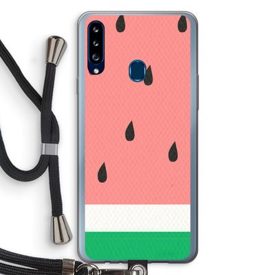 Watermeloen: Samsung Galaxy A20s Transparant Hoesje met koord