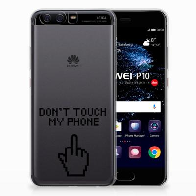 Huawei P10 Silicone-hoesje Finger Don't Touch My Phone Huawei P10 Silicone-hoesje Finger Don't Touch My Phone