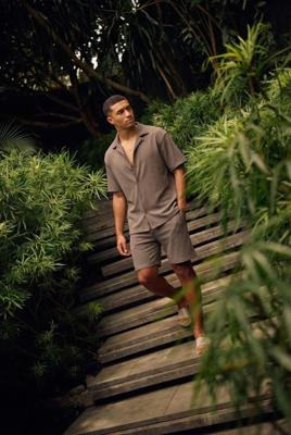 Malelions Ribbed Camp Collar Shirt Mmb30026029 Overhemd 50001 Brown