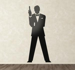 Muursticker woonkamer silhouette James Bond