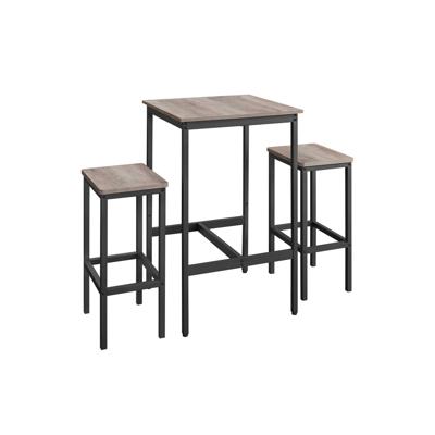 Eettafel met 2 stoelen, Greige gemêleerd-Zwart