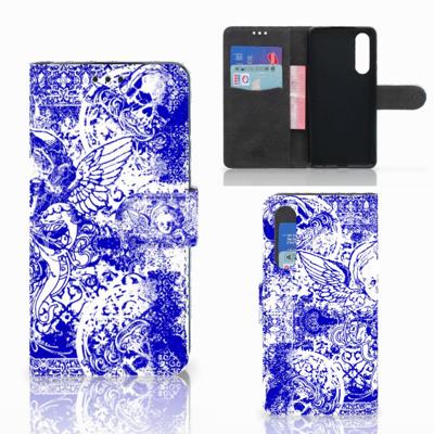 Telefoonhoesje met Naam Huawei P30 Angel Skull Blauw