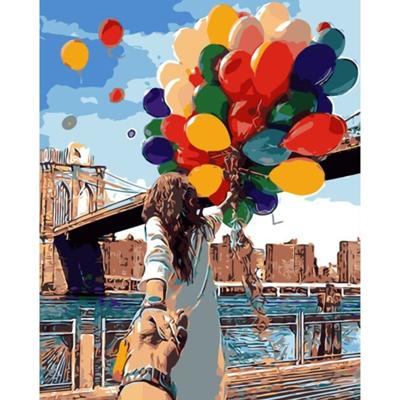 DIY creatieve verf door getallen olieverfschilderij romantische ballon kunst schilderij zonder kader grootte: 40 * 50 cm