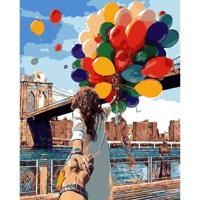 DIY creatieve verf door getallen olieverfschilderij romantische ballon kunst schilderij zonder kader grootte: 40 * 50 cm