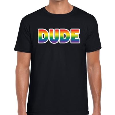 Dude Pride t-shirt - regenboog shirt - zwart - voor heren - Gay pride - mannen Dude Pride t-shirt - regenboog shirt - zwart - voor heren - Gay pride - mannen