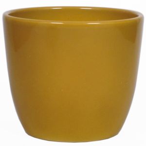 Bloempot glanzend oker geel keramiek voor kamerplant H9.8 x D11.5 cm