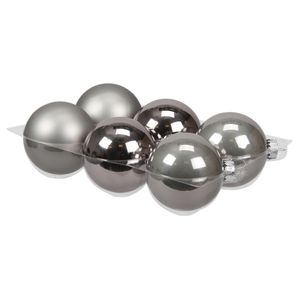 Kerstballen - 6x st - titanium grijs - 8 cm - glas - mat/glans - kerstversiering