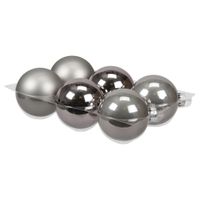Kerstballen - 6x st - titanium grijs - 8 cm - glas - mat/glans - kerstversiering