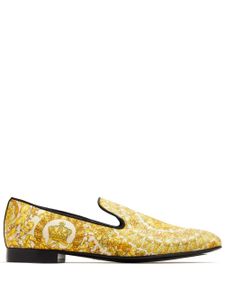 Versace mocassins satiné à imprimé Barocco - Jaune