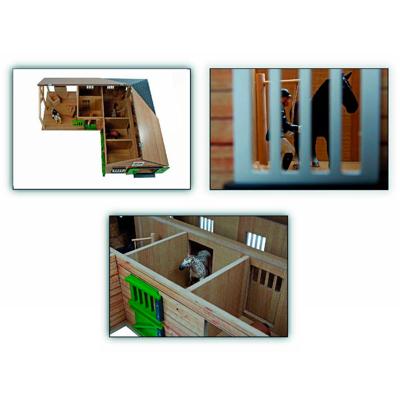 Kids Globe globe paardenhoekstal met 3 boxen en berging 1:24