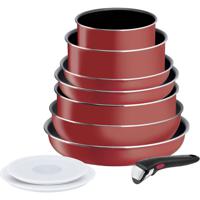 Tefal Ingenio L1529402 10-delige pannenset - 7 pannen - 2 deksels - 1 handgreep - rood - thumbnail