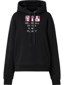 Burberry sweat à capuche à drapeaux brodés - Noir