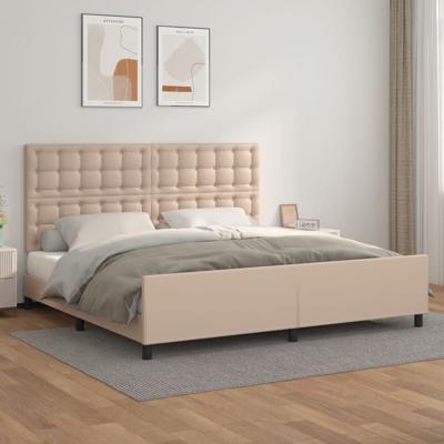 Bedframe met hoofdbord kunstleer cappuccinokleurig 200x200 cm