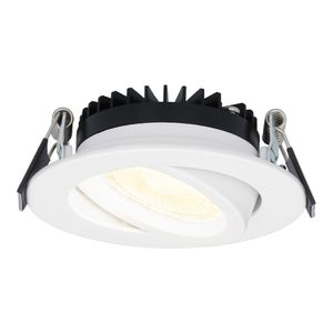 Dimbare LED inbouwspot Rome - Wit - 6 Watt - Kantelbaar - 2700K warm wit - IP44 - Geringe inbouwdiepte