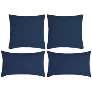 Stof Textile sierkussen Nelson - set 4x - donkerblauw - 2 formaten - polyester