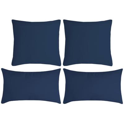 Stof Textile sierkussen Nelson - set 4x - donkerblauw - 2 formaten - polyester