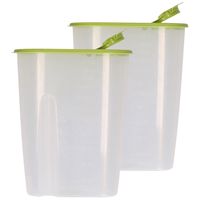 Voedselcontainer strooibus - 2x - groen - 2,2 liter - kunststof - 20 x 9,5 x 23,5 cm