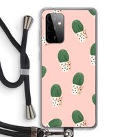 Cactusprint roze: Samsung Galaxy A72 5G Transparant Hoesje met koord