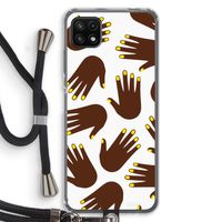 Hands dark: Samsung Galaxy A22 5G Transparant Hoesje met koord