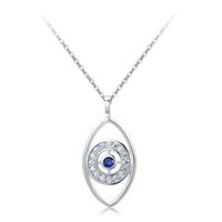 Zilverkleurige Evil Eye Dames Ketting met Witte en Blauwe Zirkonia