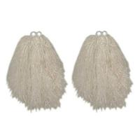 Cheerball/pompom met ringgreep - 2x - wit - 23 cm - voor kinderen - Cheerleader verkleed accessoires