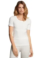Ten Cate thermo shirt dames korte mouw - Warm thermo ondergoed dames - Diepe hals - M - Wit - M - M - M