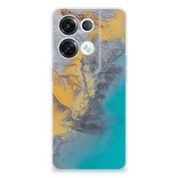 OPPO Reno8 Pro TPU Siliconen Hoesje Marble Blue Gold - thumbnail