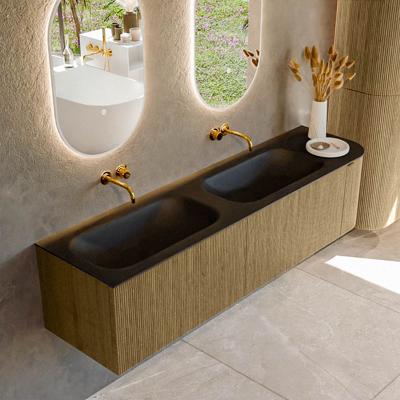 Badmeubel Mondiaz Kurve | 175 cm | Meubelkleur Dusk | Wastafelkleur Urban | Solid surface | Dubbel / Links spoelbak | Zonder kraangat(en) Badmeubel Mondiaz Kurve | 175 cm | Meubelkleur Dusk | Wastafelkleur Urban | Solid surface | Dubbel / Links spoelbak | Zonder kraangat(en)