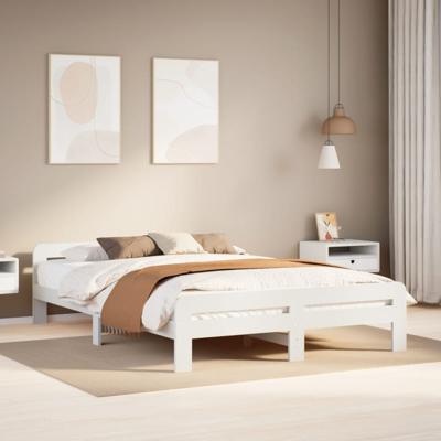 Bedframe zonder matras massief grenenhout wit 140x190 cm