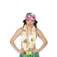 Carnaval verkleed set - Tropische Hawaii party - bucket hoedje - met bloemenslinger - volwassenen - thumbnail