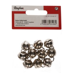 10x Zilveren metalen belletjes met oog 15 mm hobby/knutsel benodigdheden