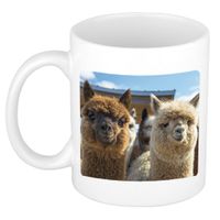 Dieren foto mok alpaca - alpacas beker wit 300 ml - thumbnail