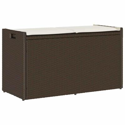 Opbergbank met kussen voor buiten 100 cm poly rattan bruin