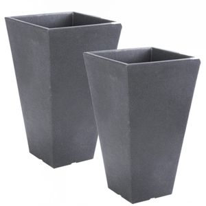 2x stuks antraciet grijze bloempot/plantenpot 35 cm