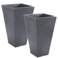 2x stuks antraciet grijze bloempot/plantenpot 35 cm