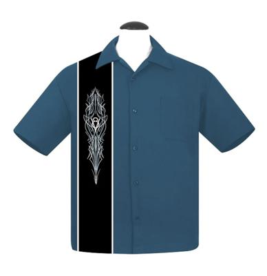 Steady Pinstripe V8 Racer Shirt Denim-L