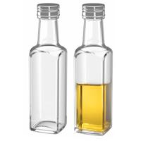 Flesjes met schroefdop - 2x - glas - Vierkant - 100 ml - Kleine flesjes met schoefdop - Olie/Azijn