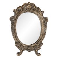 HAES DECO - Kleine Ovale Spiegel - Bruin - 9x1x12 cm - Polyresin / Glas - Wandspiegel, Spiegel Ovaal - thumbnail