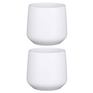 Mica Decorations Bloempot/plantenpot - 4x stuks - mat wit - H13.5 x D14 cm - keramiek