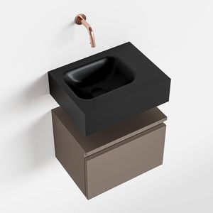 Toiletmeubel Mondiaz Andor | 40 cm | Meubelkleur Smoke | Lex vrijhangend wastafel Urban Links | Zonder kraangat