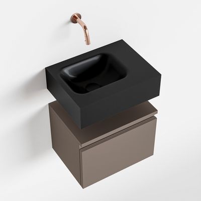 Toiletmeubel Mondiaz Andor | 40 cm | Meubelkleur Smoke | Lex vrijhangend wastafel Urban Links | Zonder kraangat