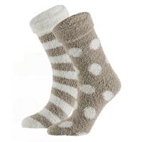 Apollo bedsokken / huissokken - kinderen - 2-pack - beige/wit - one size - Slaapsokken - Slofsokken