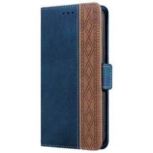 iPhone XS Max hoesje - Bookcase - Pasjeshouder - Portemonnee - Patroon - Kunstleer - Donkerblauw/Bruin