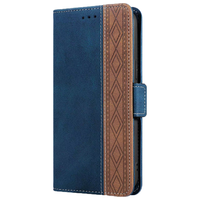 iPhone XS Max hoesje - Bookcase - Pasjeshouder - Portemonnee - Patroon - Kunstleer - Donkerblauw/Rood