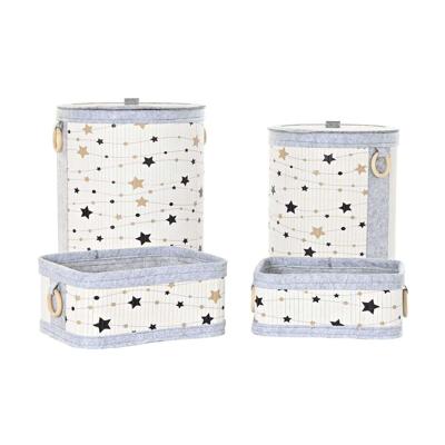 Veelzijdige mand DKD Home Decor Bamboe Sterren 36 x 36 x 50 cm
