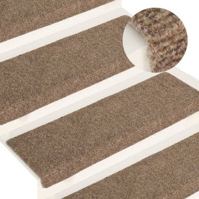 VidaXL Trapmatten zelfklevend 15 stuks 65x21x4 cm beige rechthoekige rand