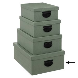 5Five Opbergdoos/box - groen - L39 x B30 x H16 cm - Stevig karton - Industrialbox   -