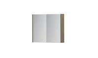 INK SPK1 spiegelkast met 2 dubbel gespiegelde deuren, 1 verstelbaar glazen planchet, stopcontact en schakelaar 70 x 14 x 60 cm, greige eiken