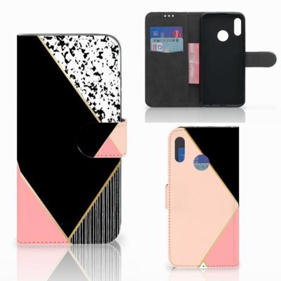 Honor 10 Lite | Book Case | Zwart Roze Vormen